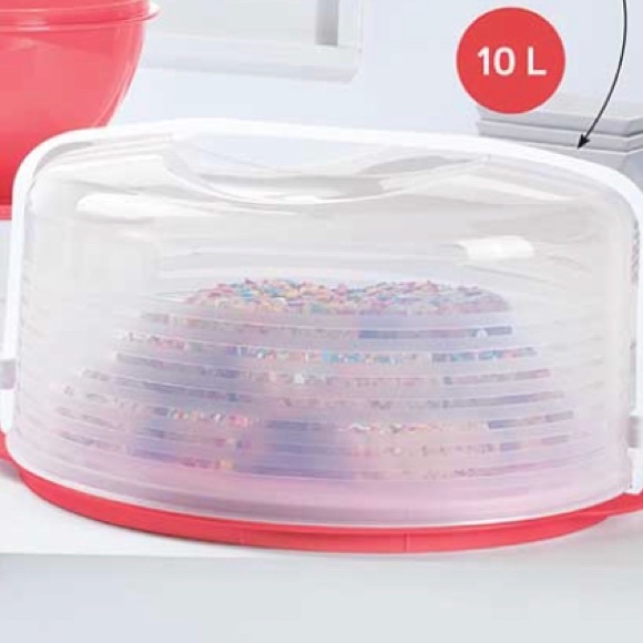 Tupperware 10" Round Cake Taker Guava & Carrier - Picture 7 of 16